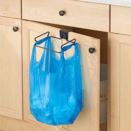 iDesign Classico Over The Cabinet Plastic Bag Holder for Kitchen, Pantry, Bathroom and More, 5.5" x 6.5" x 2", Bronze