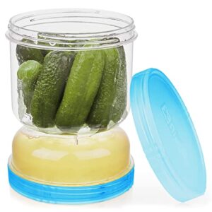 aixibu pickle jar with strainer flip,40oz pickle flip jar with double leak proof,food storage container of pickles(1pcs)-blue