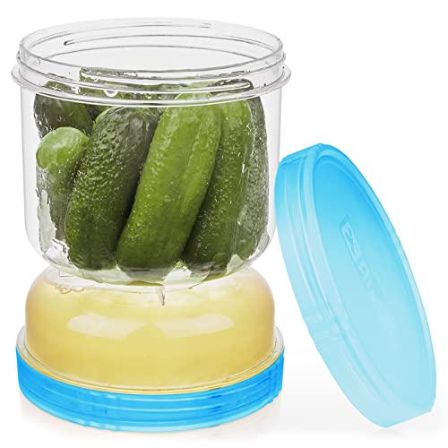 AIxibu Pickle Jar with Strainer Flip,40oz Pickle Flip Jar With Double Leak Proof,Food Storage Container of Pickles(1PCS)-Blue