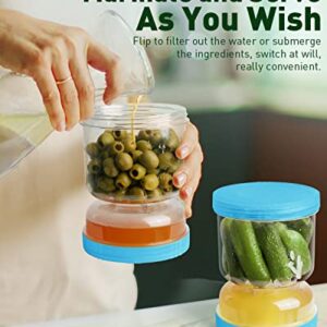 AIxibu Pickle Jar with Strainer Flip,40oz Pickle Flip Jar With Double Leak Proof,Food Storage Container of Pickles(1PCS)-Blue