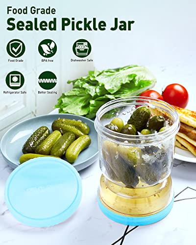 AIxibu Pickle Jar with Strainer Flip,40oz Pickle Flip Jar With Double Leak Proof,Food Storage Container of Pickles(1PCS)-Blue