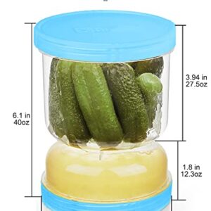 AIxibu Pickle Jar with Strainer Flip,40oz Pickle Flip Jar With Double Leak Proof,Food Storage Container of Pickles(1PCS)-Blue