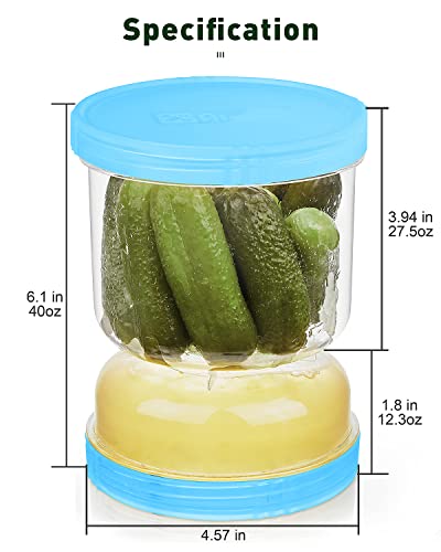 AIxibu Pickle Jar with Strainer Flip,40oz Pickle Flip Jar With Double Leak Proof,Food Storage Container of Pickles(1PCS)-Blue