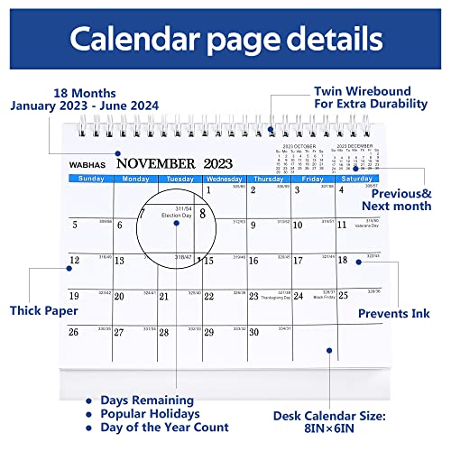 2023 Calendar-Desk Calendar 2023(8x6",18 Months) Small Desk Calendar 2023-2024-January 2023 to June 2024,2023 Desk Calendar To Do List For Offices,Schools,Home's Desk Accessories(Free Mini Calendar)