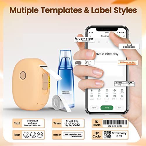 OBZ Label Maker Machine with Tape, Bluetooth Label Maker, Portable Bluetooth Label Printer for Home Office,Store Organization, Storage, Sticker Maker Mini Label Maker with Multiple Templates