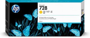 hp 728 yellow 300-ml genuine ink cartridge (f9k15a) for designjet t830 mfp & t730 large format plotter printers