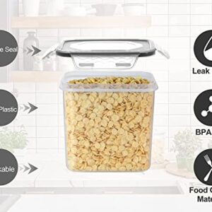 VERONES Cereal Storage Container Set, 36pcs Airtight Food Storage Containers, BPA Free Kitchen Pantry Organization for Flour, Sugar, Cereal Plastic Canisters with Black Locking Lids