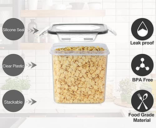 VERONES Cereal Storage Container Set, 36pcs Airtight Food Storage Containers, BPA Free Kitchen Pantry Organization for Flour, Sugar, Cereal Plastic Canisters with Black Locking Lids