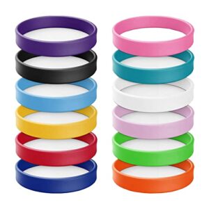 12 wholesale rubber bracelets silicone bracelets solid color silicone wristbands colored rubber stretch bracelets silicone bracelets for women men teen gifts (12 color mixed)