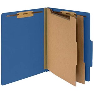 10 dark blue classification folders – 2 divider – 2 inch tyvek expansions – durable 2 prongs designed to organize standard medical files, law client files – letter size, dark blue, 10 pack