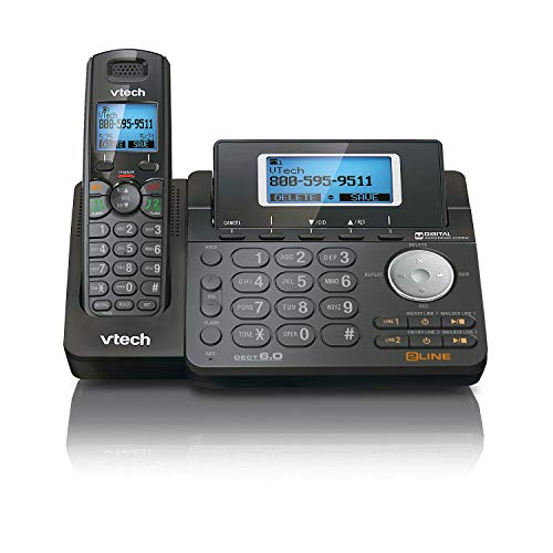 VTech DS6151-11 DECT 6.0 2-Line Expandable Cordless Phone + (2) DS6101-11 Accessory Handset, Black
