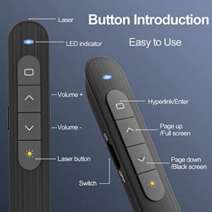 Clicker for Laptop Presentations with Wireless Presenter Remote, 328FT/100m Remote Range Powerpoint Presentation Clickers Wireless Presenter Remotes for PPT/Google Slide Advancer, Toys for Pet/Cats