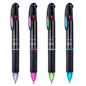 favide 4 pack 0.7mm 4-in-1 multicolor ballpoint pen，4-color retractable ballpoint pens for office school supplies students children gift
