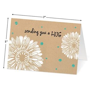 Thinking of You Kraft Greeting Card Value Pack - Set of 20 (5 designs), Large 5" x 7" Friendship Cards, Envelopes Included