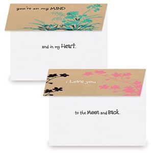 Thinking of You Kraft Greeting Card Value Pack - Set of 20 (5 designs), Large 5" x 7" Friendship Cards, Envelopes Included