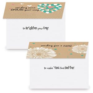 Thinking of You Kraft Greeting Card Value Pack - Set of 20 (5 designs), Large 5" x 7" Friendship Cards, Envelopes Included