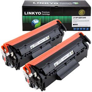 linkyo compatible toner cartridge replacement for hp 12a q2612a (black, 2-pack)