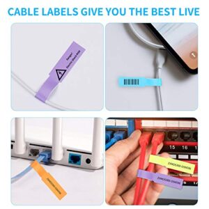 300 Cable Labels, JIQEZNL 10 Colors Cord Labels Tags for Electronics, Waterproof Labeling Wire for Cable Management, Self Adhesive Wire Labels Tags Printable for Laser Printer and Identification