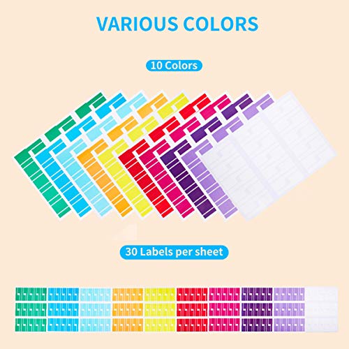 300 Cable Labels, JIQEZNL 10 Colors Cord Labels Tags for Electronics, Waterproof Labeling Wire for Cable Management, Self Adhesive Wire Labels Tags Printable for Laser Printer and Identification