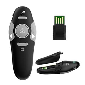 qui presentation clicker wireless presenter remote, rf 2.4ghz usb powerpoint clicker for mac/keynote/ppt/pc, red light pointer for presentations remote for office classroom