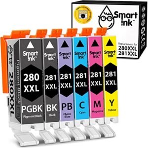 smart ink compatible ink cartridge replacement for canon pgi-280xxl cli-281xxl pgi 280 cli 281 to use with pixma ​ts9120 ts8320 ts8220 ts8120 (pgbk & bk/c/m/y/pb) 6 combo pack