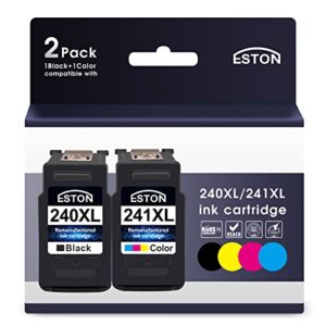 eston remanufactured ink cartridge replacement for canon ink cartridges 240 and 241 cl 241xl with pixma ts5120 mg3620 mx472 mx452 mg3520 printer (1 black,1 color, 2 pack)