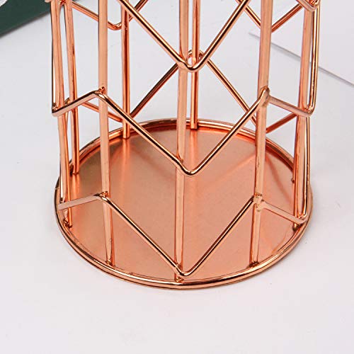 Pen Holder for Desk, Make Up Brush Holder Rose Gold Metal Wire Pencil Cup Holders