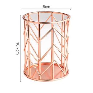 Pen Holder for Desk, Make Up Brush Holder Rose Gold Metal Wire Pencil Cup Holders