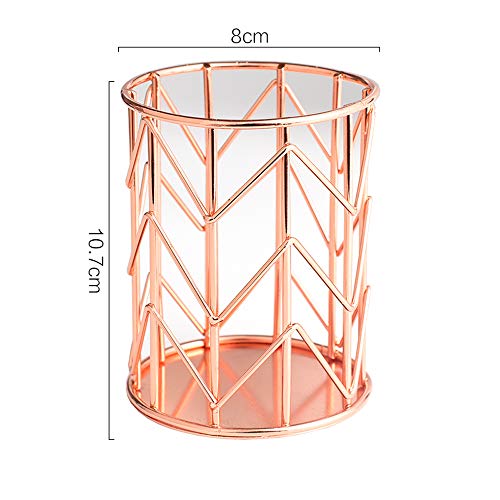 Pen Holder for Desk, Make Up Brush Holder Rose Gold Metal Wire Pencil Cup Holders