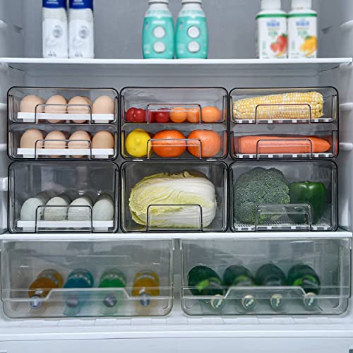 Egg Holder for Refrigerator 32 Grid Egg Basket Double Layer Egg Storage with Lids Multifunctional Food Organizer Reusable Fruit Vegetables Meal Fresh Container (Egg Container)