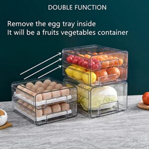 Egg Holder for Refrigerator 32 Grid Egg Basket Double Layer Egg Storage with Lids Multifunctional Food Organizer Reusable Fruit Vegetables Meal Fresh Container (Egg Container)