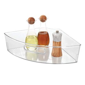 idesign plastic lazy susan storage basket 1/4 wedge with handle for kitchen cabinets, countertop, pantry, bpa-free, 16.35″ x 10.83″ x 4.05″