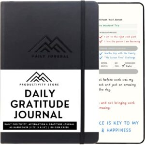 best daily journal for men & women for mindfulness, productivity, happiness & self care | gratitude journal, affirmation journal, positivity journal, manifestation journal, self-care journal, habit tracker & daily journal with prompts (black)