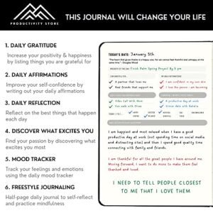 Best Daily Journal for Men & Women for Mindfulness, Productivity, Happiness & Self Care | Gratitude Journal, Affirmation Journal, Positivity Journal, Manifestation Journal, Self-Care Journal, Habit Tracker & Daily Journal with Prompts (Black)