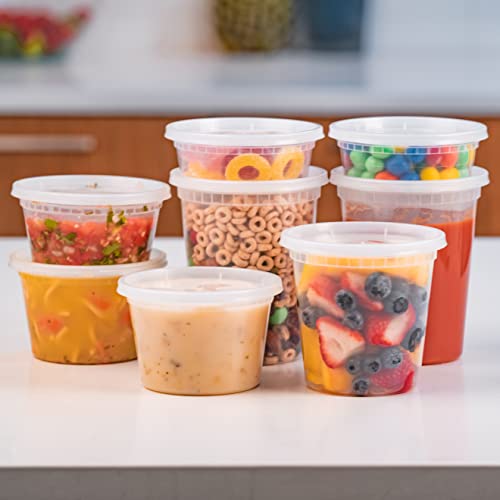 EDI [12 OZ, 25 Sets] Plastic Deli Food Storage Containers with Airtight Lids | Microwave-, Freezer-, Dishwasher-Safe | BPA Free | Heavy-Duty | Meal Prep | Leakproof | Recyclable