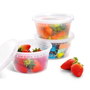 EDI [12 OZ, 25 Sets] Plastic Deli Food Storage Containers with Airtight Lids | Microwave-, Freezer-, Dishwasher-Safe | BPA Free | Heavy-Duty | Meal Prep | Leakproof | Recyclable