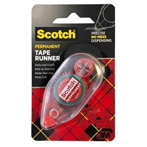 Scotch 3M Scotch Double Sided Adhesive Roller, 7 mm x 8 m, Red, 4 Pack