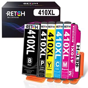 retch remanufactured ink cartridge replacement for epson 410 xl 410xl t410xl t410 used with expression xp-640 xp-830 xp-7100 xp-530 xp-630 xp-635 printer (5 pack)