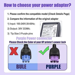 Burflo 30V 333mA Ac Adapter 0957-2286 for HP Deskjet 1000 1050 1051 1055 1056 2000 2050 3000 3050 3050A 3051A 3052A 3054 3510 3512 Printer Series J110A J310A J410 J410E J510 J611 0957-2290 0957-2398