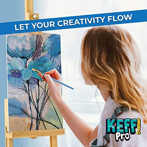 KEFF Acrylic Paint Set for Adults - Art Painting Supplies Kit with Tabletop Easel, Brushes, Canvas, Acrylic, Palette, Paint Knives & Cup for Professional & Beginners