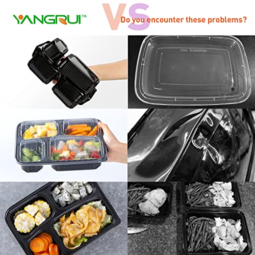 YANGRUI To Go Containers, 40 Pack (40 Trays + 40 Lids) 34oz BPA Free Reusable Bento Box Shrink Wrap Machine Washable Meal Prep Container