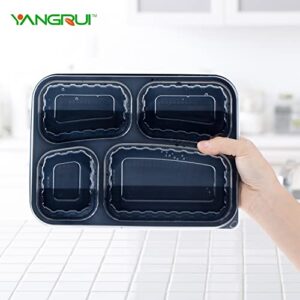 YANGRUI To Go Containers, 40 Pack (40 Trays + 40 Lids) 34oz BPA Free Reusable Bento Box Shrink Wrap Machine Washable Meal Prep Container