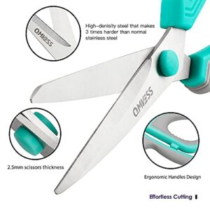 QMVESS 8.5" Scissors All Purpose 3 Pack, Ultra Sharp Multipurpose Blade Shears, Professional Ergonomic Comfort Grip Scissors for Office School Home Sewing Fabric DIY Craft Cutting General Use