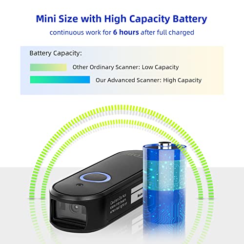 Mini 2D Bluetooth Barcode Scanner 2.4G Wireless Barcode Scanner, 2-in-1 Portable 1D 2D QR Code Scanner Work with iOS Android iPhone iPad Tablet Windows PC POS for Store Warehouse Inventory Library