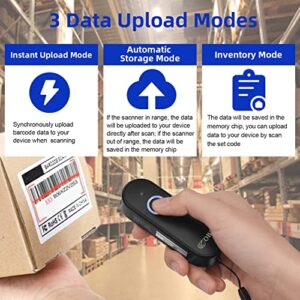 Mini 2D Bluetooth Barcode Scanner 2.4G Wireless Barcode Scanner, 2-in-1 Portable 1D 2D QR Code Scanner Work with iOS Android iPhone iPad Tablet Windows PC POS for Store Warehouse Inventory Library