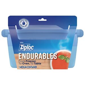 ziploc endurables medium container, 4 cups, reusable silicone bags and food storage meal prep containers for freezer, oven, and microwave, dishwasher safe