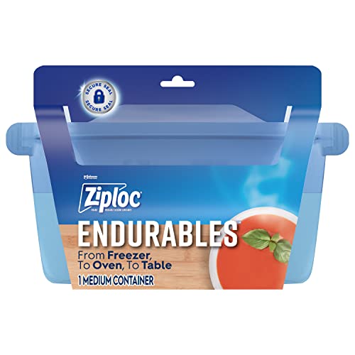 Ziploc Endurables Medium Container, 4 Cups, Reusable Silicone Bags and Food Storage Meal Prep Containers for Freezer, Oven, and Microwave, Dishwasher Safe