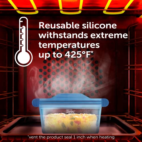 Ziploc Endurables Medium Container, 4 Cups, Reusable Silicone Bags and Food Storage Meal Prep Containers for Freezer, Oven, and Microwave, Dishwasher Safe