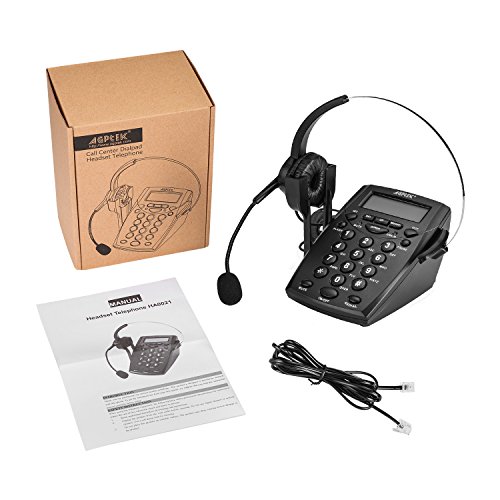 AGPTEK® Call Center Dialpad Headset Telephone with Tone Dial Key Pad & REDIAL