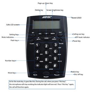 AGPTEK® Call Center Dialpad Headset Telephone with Tone Dial Key Pad & REDIAL